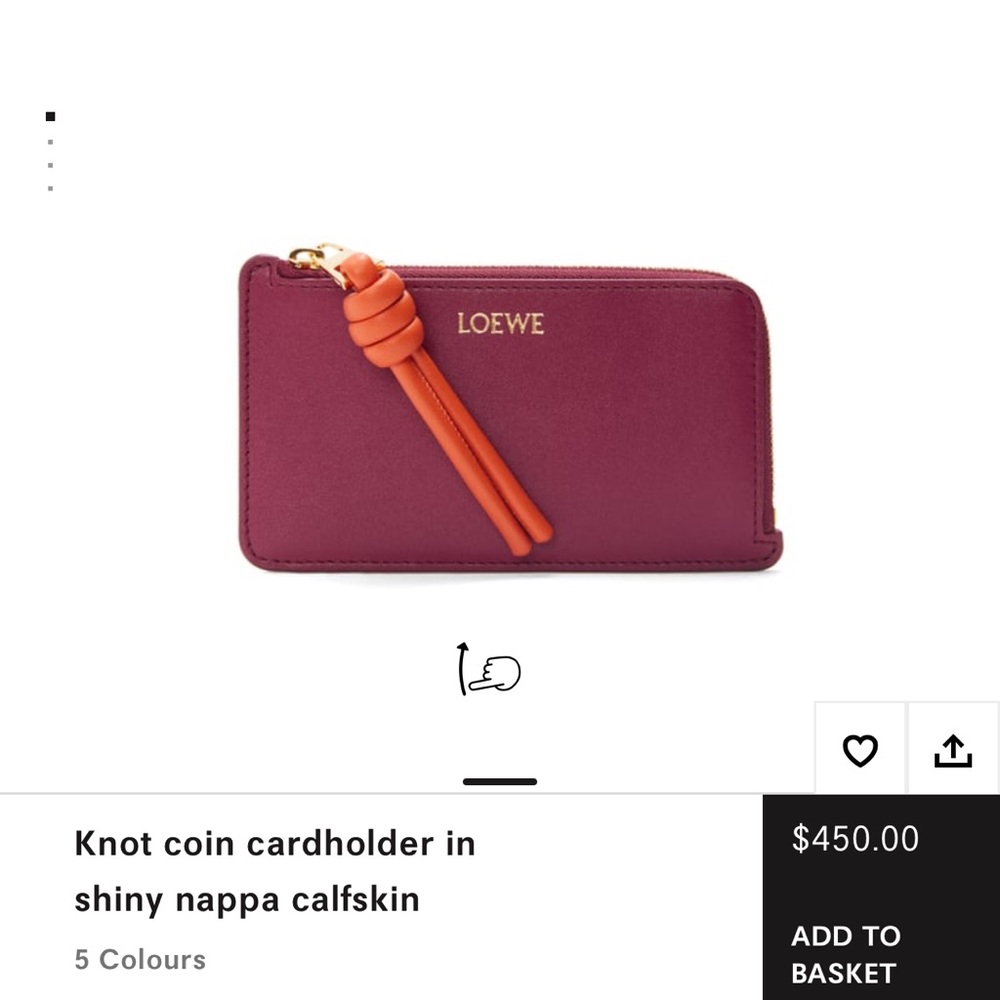 Loewe knot coin cardholder in shiny napa calfskin